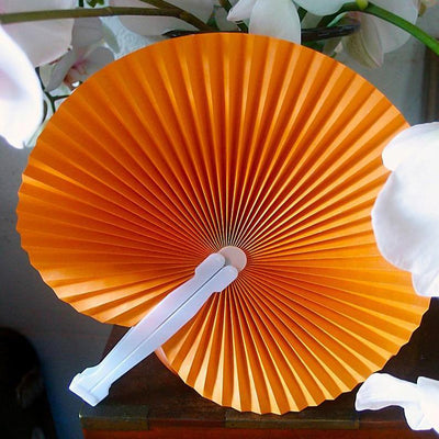 9" Orange Accordion Paper Hand Fan for Weddings (100 PACK) - AsianImportStore.com - B2B Wholesale Lighting and Décor