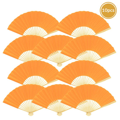 9" Orange Silk Hand Fans for Weddings (10 Pack) - AsianImportStore.com - B2B Wholesale Lighting and Decor