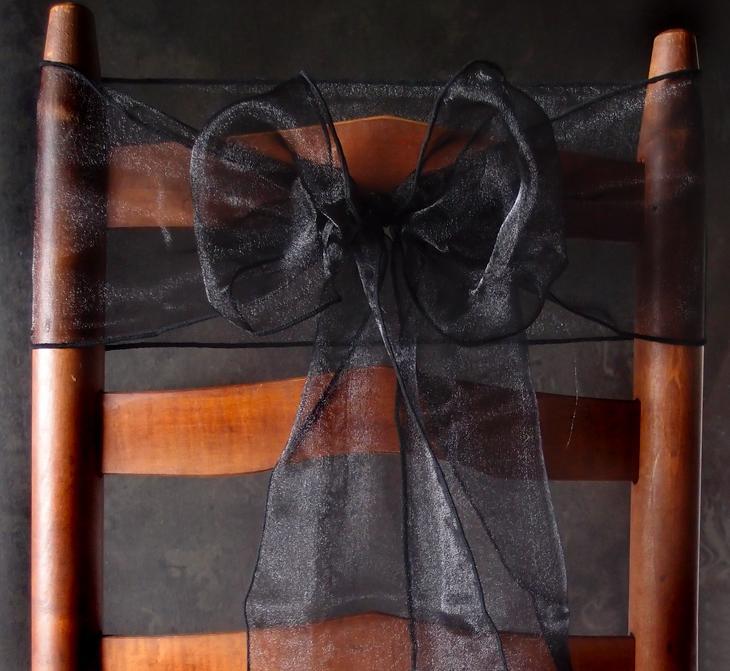 BLOWOUT (100 PACK) Black Organza Chair Sashes (9FT)