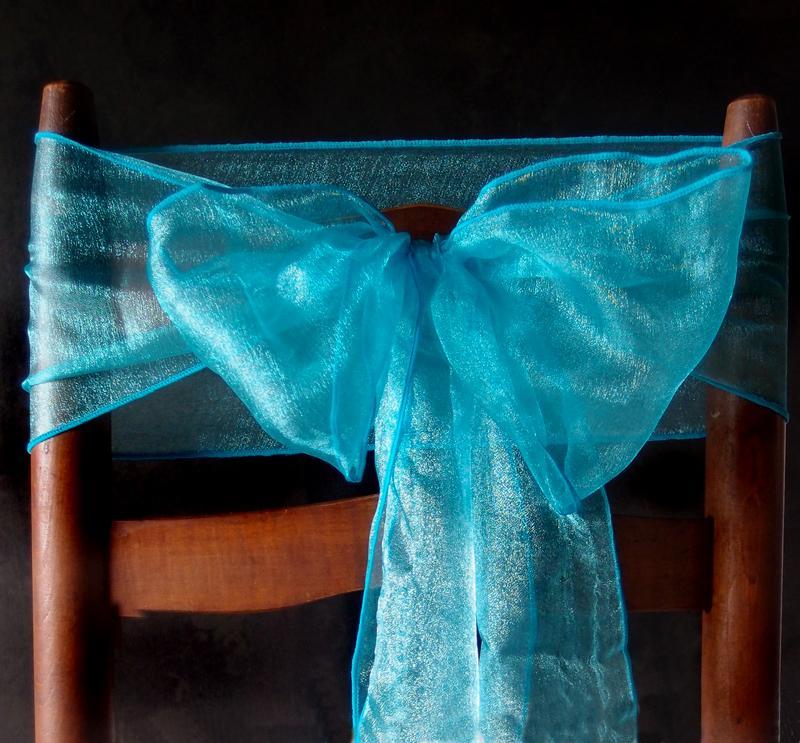 BLOWOUT (100 PACK) Turquoise Organza Chair Sashes (9FT)