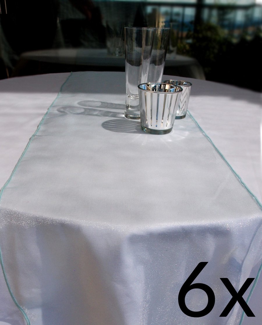 6 Pack Cool Mint Organza Table Runner - 12"x108" - AsianImportStore.com - B2B Wholesale Lighting and Decor