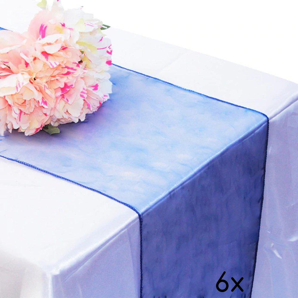 6 Pack Dark Blue Organza Table Runner - 12"x108" - AsianImportStore.com - B2B Wholesale Lighting and Decor