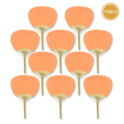 9" Orange Paddle Paper Hand Fans for Weddings (10 Pack) - AsianImportStore.com - B2B Wholesale Lighting and Decor
