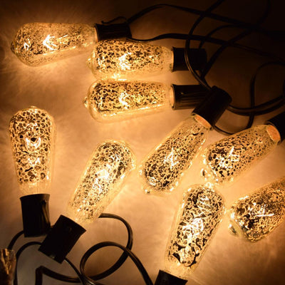 10 Socket Outdoor Patio String Light Set, ST40 Mercury Silver Bulbs, 10 FT Black Cord w/ E17 Base - AsianImportStore.com - B2B Wholesale Lighting and Decor