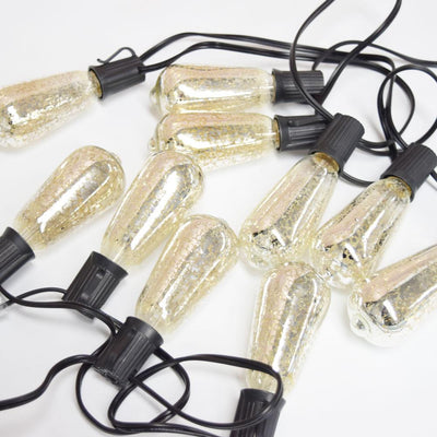 10 Socket Outdoor Patio String Light Set, ST40 Mercury Silver Bulbs, 10 FT Black Cord w/ E17 Base - AsianImportStore.com - B2B Wholesale Lighting and Decor