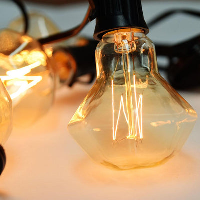 10 Socket Outdoor Patio String Light Set, D55 Diamond Bulbs, 10 FT Black Cord w/ E17 Base - AsianImportStore.com - B2B Wholesale Lighting and Decor