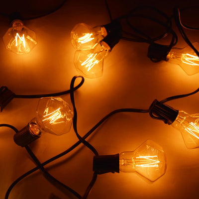 10 Socket Outdoor Patio String Light Set, D55 Diamond Bulbs, 10 FT Black Cord w/ E17 Base - AsianImportStore.com - B2B Wholesale Lighting and Decor