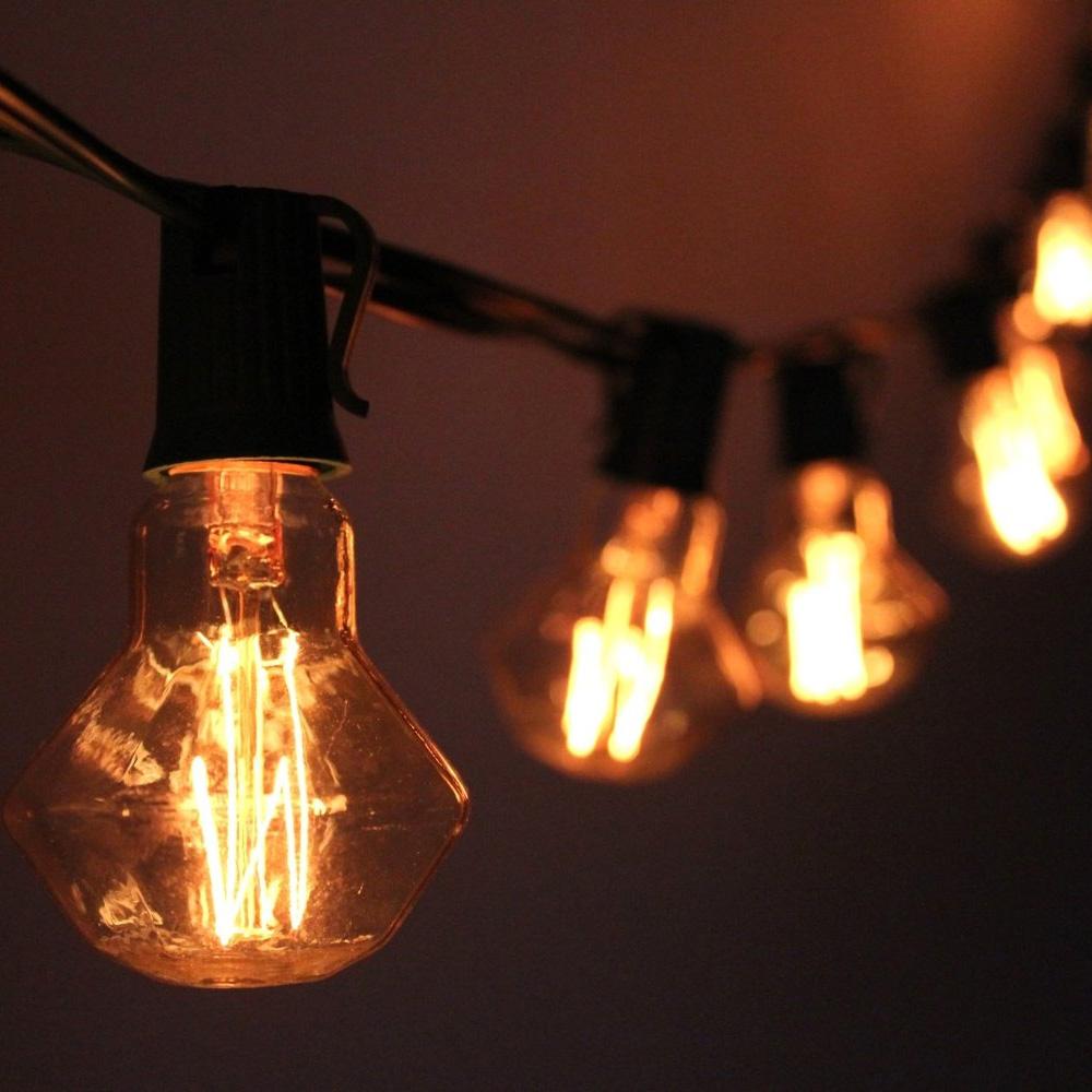 10 Socket Outdoor Patio String Light Set, D55 Diamond Bulbs, 10 FT Black Cord w/ E17 Base - AsianImportStore.com - B2B Wholesale Lighting and Decor