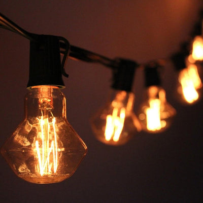 10 Socket Outdoor Patio String Light Set, D55 Diamond Bulbs, 10 FT Black Cord w/ E17 Base - AsianImportStore.com - B2B Wholesale Lighting and Decor
