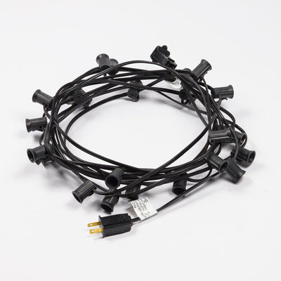 (Cord Only) 21 FT | 10 Socket Outdoor Patio String Light Black Cord w/ E12 C7 Base - AsianImportStore.com - B2B Wholesale Lighting and Decor