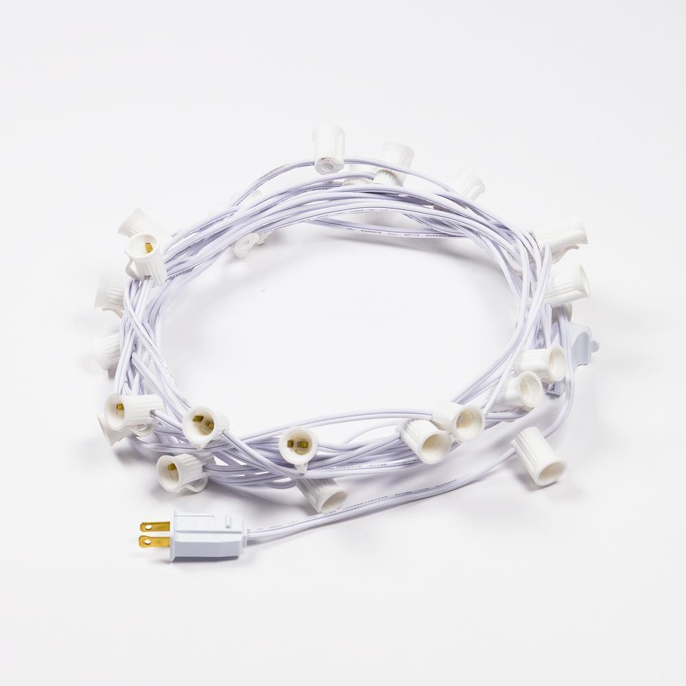(Cord Only) 31 FT | 10 Socket Outdoor Patio String Light White Cord w/ E12 C7 Base - AsianImportStore.com - B2B Wholesale Lighting and Decor
