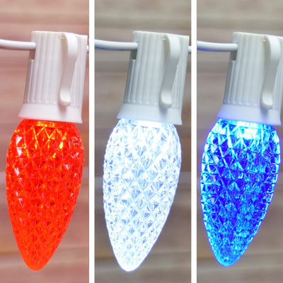 Patriotic 4th of July Outdoor Patio String Light, 50 Socket, C9 LED Bulbs, 51 FT White Cord - AsianImportStore.com - B2B Wholesale Lighting and Decor