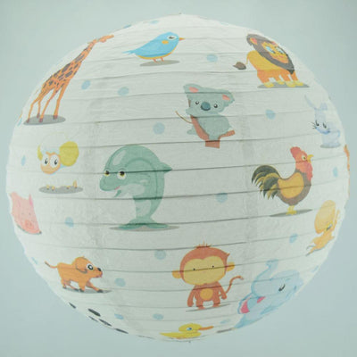 14" Artisan Print Cute Animal Parade Paper Lantern, Design by Esper - AsianImportStore.com - B2B Wholesale Lighting and Decor