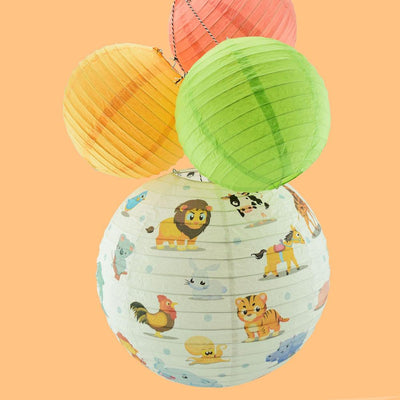 14" Artisan Print Cute Animal Parade Paper Lantern, Design by Esper - AsianImportStore.com - B2B Wholesale Lighting and Decor