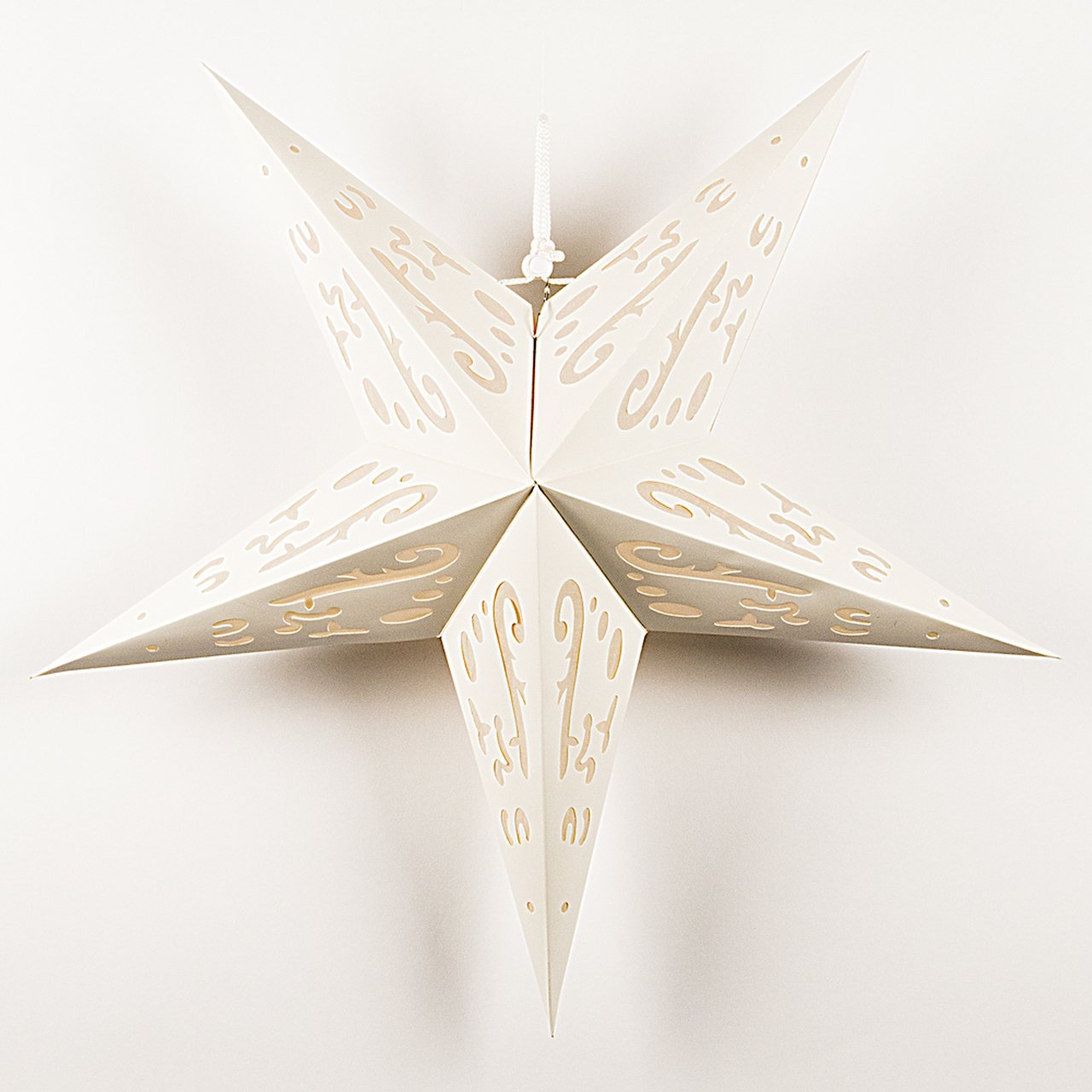 3-PACK + Cord | White Harmony 24" Illuminated Paper Star Lanterns and Lamp Cord Hanging Decorations - AsianImportStore.com - B2B Wholesale Lighting and Decor