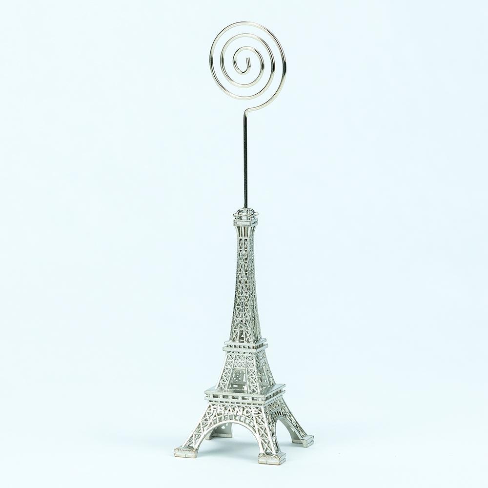Paris Eiffel Tower 5" Name Card  / Photo Holder, Metal, Silver (50 PACK) - AsianImportStore.com - B2B Wholesale Lighting and Décor