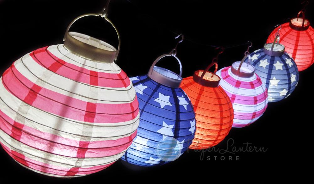  Patriotic 4th of July Stars and Stripes LED Battery Operated Paper Lantern Lights Kit (6-PACK) - AsianImportStore.com - B2B Wholesale Lighting and Decor