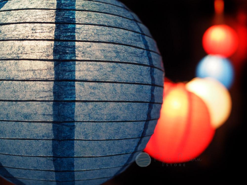 8" Patriotic 4th of July Paper Lantern String Light COMBO Kit (12 FT, EXPANDABLE, White Cord) - AsianImportStore.com - B2B Wholesale Lighting and Decor