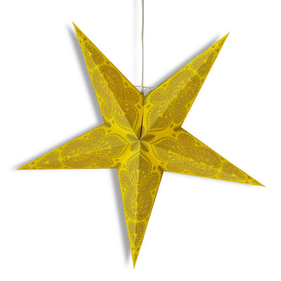 24" Cream Yellow Peacock Paper Star Lantern, Hanging Wedding & Party Decoration - AsianImportStore.com - B2B Wholesale Lighting and Decor