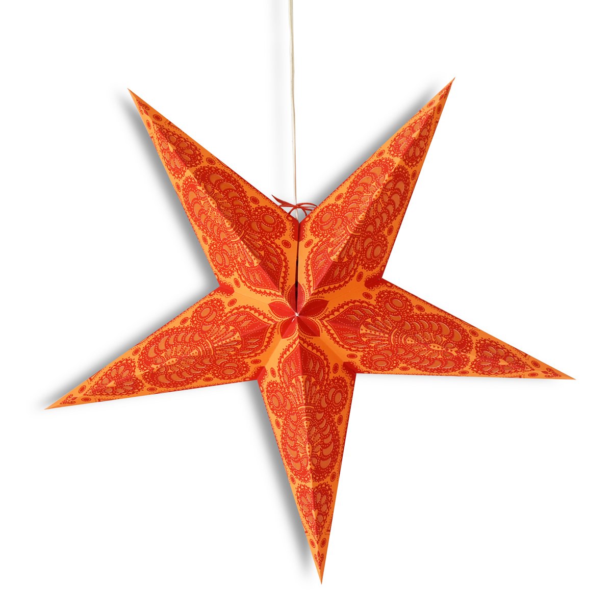 24" Orange Peacock Paper Star Lantern, Hanging Wedding & Party Decoration - AsianImportStore.com - B2B Wholesale Lighting and Decor