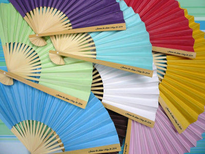 Personalized Paper Fans w/ Side Handle Print - AsianImportStore.com - B2B Wholesale Lighting and Decor