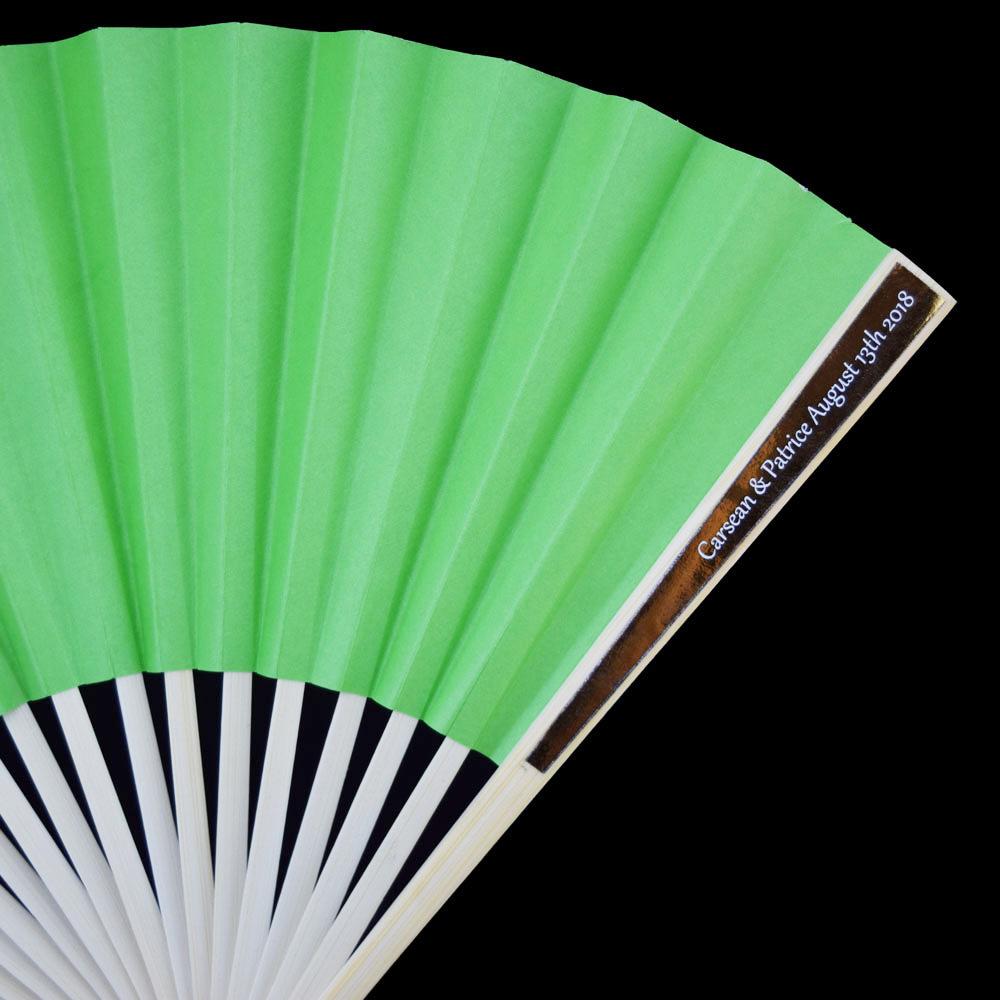 Personalized Premium Paper Folding Hand Fans w/ Metallic Gold Foil Labels (10 PACK) - PRE-ASSEMBLED - AsianImportStore.com - B2B Wholesale Lighting and Decor