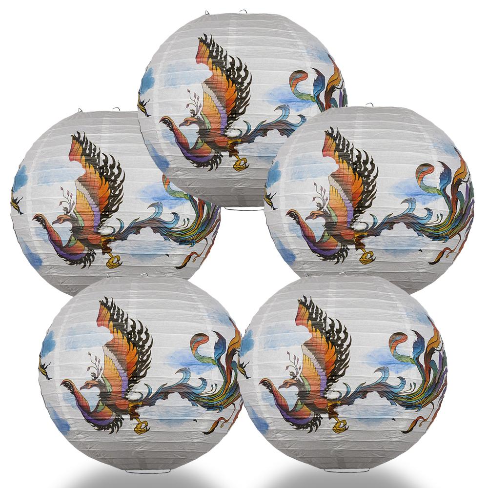 5 PACK | 14" Flying Phoenix Paper Lantern, Design by Esper - AsianImportStore.com - B2B Wholesale Lighting and Decor