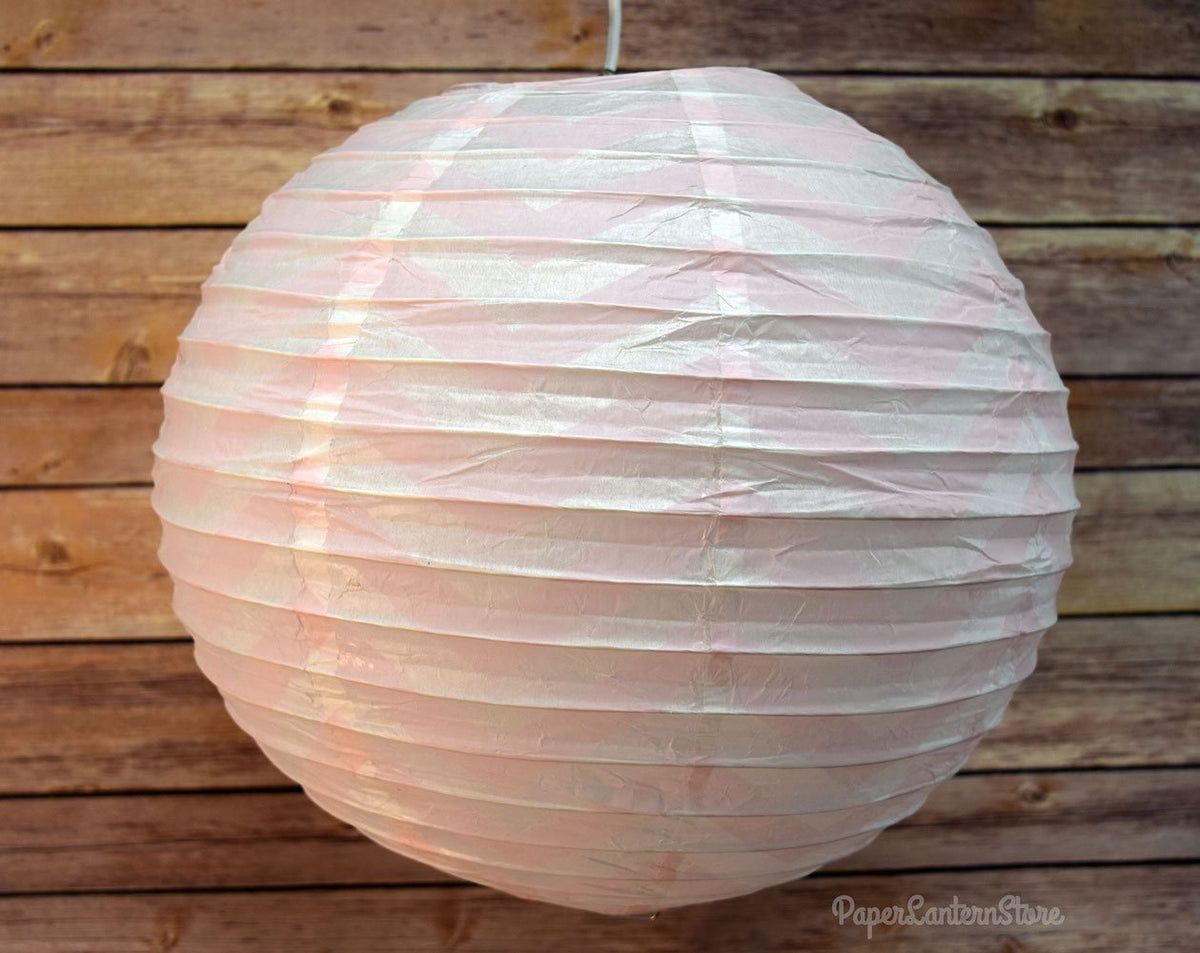 BLOWOUT (100 PACK) 14" Pink Chevron Paper Lantern, Even Ribbing, Hanging Decoration