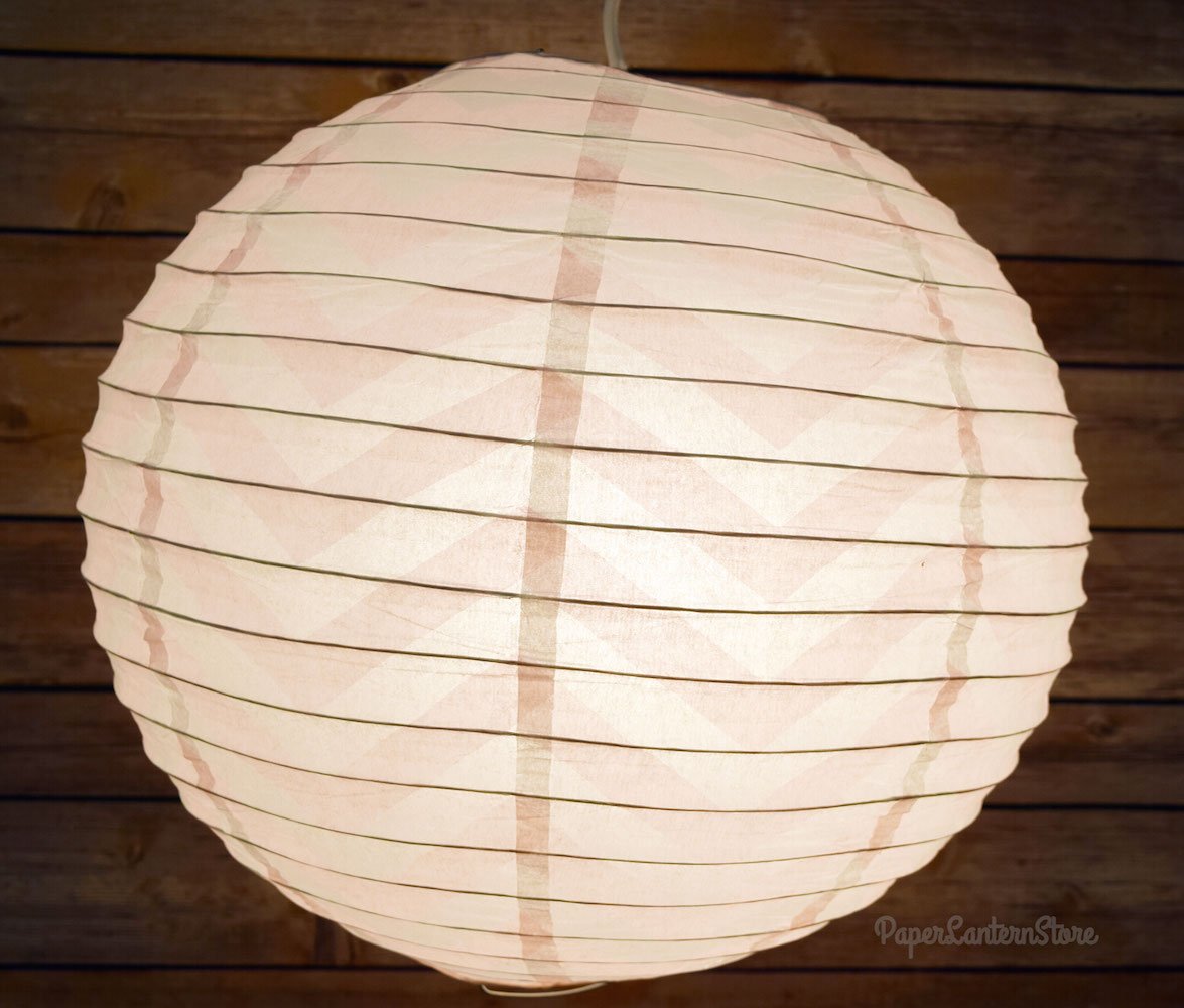 BLOWOUT (100 PACK) 14" Pink Chevron Paper Lantern, Even Ribbing, Hanging Decoration