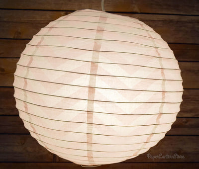 BLOWOUT (100 PACK) 14" Pink Chevron Paper Lantern, Even Ribbing, Hanging Decoration