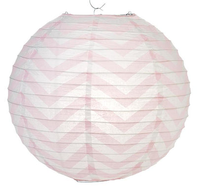 14" Pink Chevron Paper Lantern, Even Ribbing, Hanging Decoration - AsianImportStore.com - B2B Wholesale Lighting and Decor