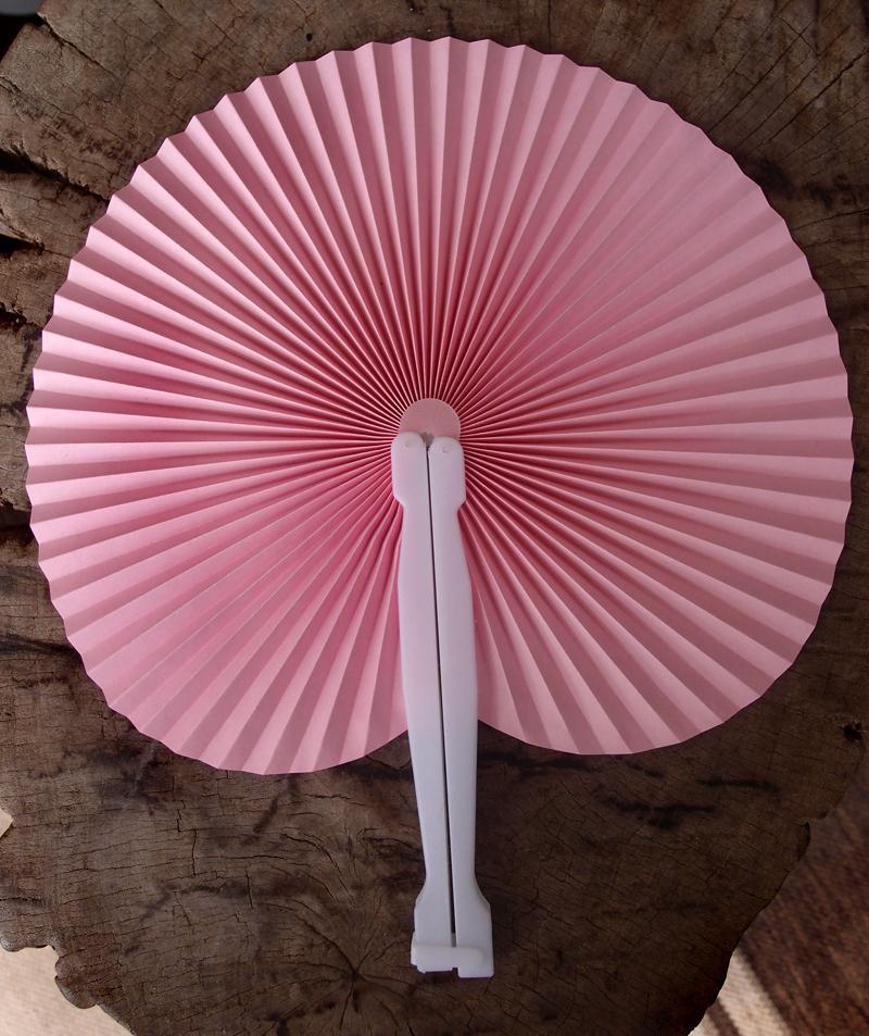 (Discontinued) (100 PACK) 9" Pink Accordion Paper Hand Fan for Weddings
