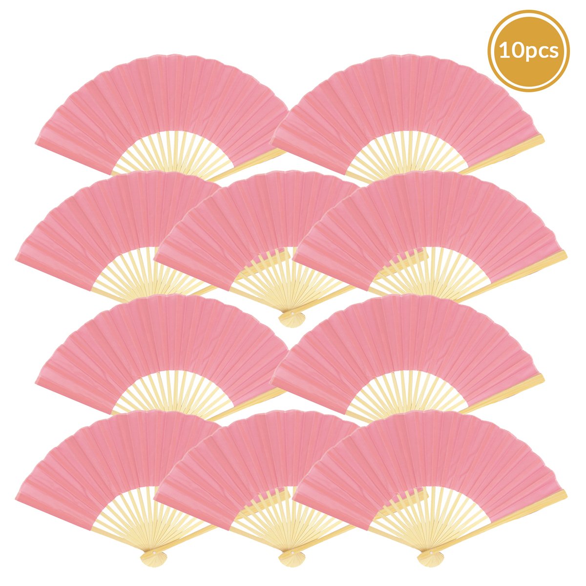 9" Pink Silk Hand Fans for Weddings (10 Pack) - AsianImportStore.com - B2B Wholesale Lighting and Decor