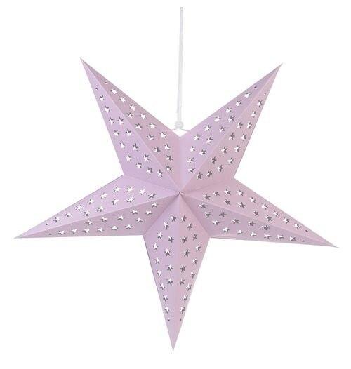  3-PACK + Cord | Pink Starry Night 24" Illuminated Paper Star Lanterns and Lamp Cord Hanging Decorations - AsianImportStore.com - B2B Wholesale Lighting and Decor
