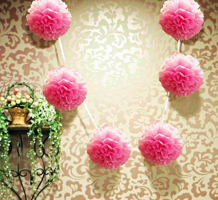 EZ-Fluff 6" Pink Passion Hanging Tissue Paper Flower Pom Pom, Party Garland Decoration (20 PACK) - AsianImportStore.com - B2B Wholesale Lighting and Décor