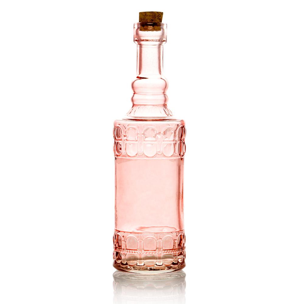 6.6" Calista Pink Vintage Glass Bottle with Cork - DIY Wedding Flower Bud Vases - AsianImportStore.com - B2B Wholesale Lighting & Decor since 2002