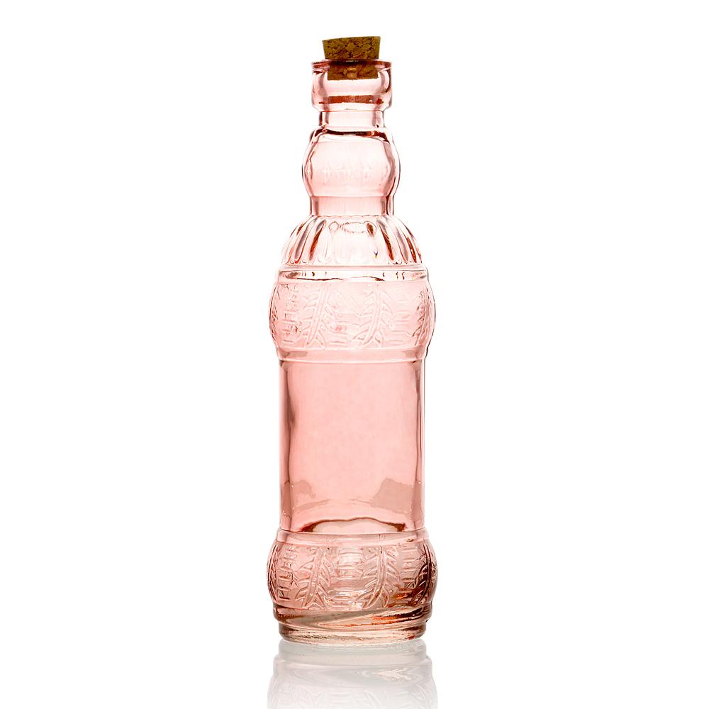 6.5" Edna Pink Vintage Glass Bottle with Cork - DIY Wedding Flower Bud Vases - AsianImportStore.com - B2B Wholesale Lighting and Decor