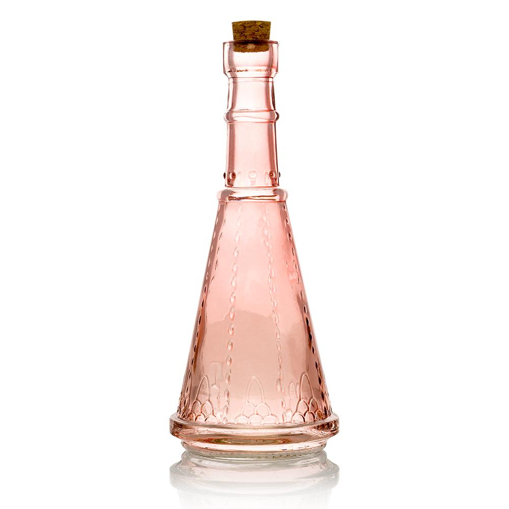 6.6" Marguerite Pink Vintage Glass Bottle with Cork - DIY Wedding Flower Bud Vases - AsianImportStore.com - B2B Wholesale Lighting and Decor