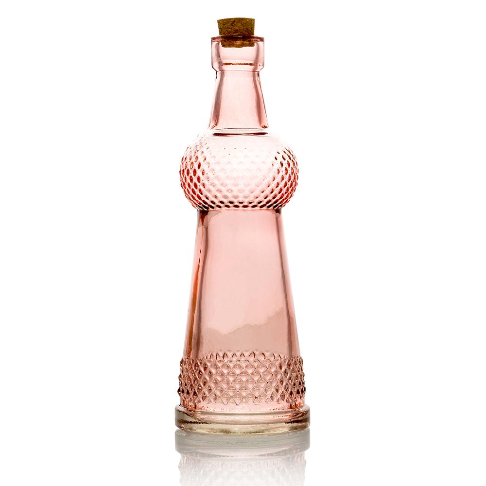 6.6" Savannah Pink Vintage Glass Bottle with Cork - DIY Wedding Flower Bud Vases - AsianImportStore.com - B2B Wholesale Lighting and Decor