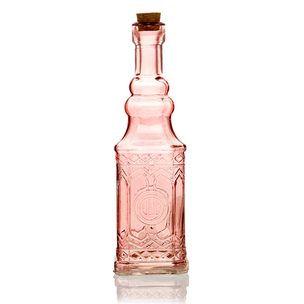  6.5" Pink Vintage Glass Bottle with Cork - DIY Wedding Flower & Bud Vases - AsianImportStore.com - B2B Wholesale Lighting and Decor