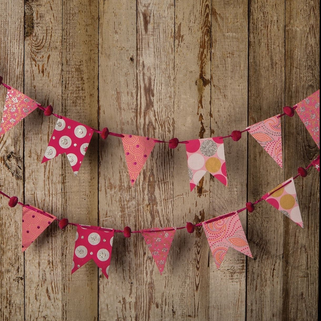 Pink Paper Small Pennant and Flag Banner (9.5 Feet Long) (20 PACK) - AsianImportStore.com - B2B Wholesale Lighting and Décor