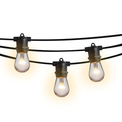 10 Socket Outdoor Commercial String Light Set, 21 FT Black Cord w/ 0.8-Watt Shatterproof LED Bulbs, Weatherproof SJTW