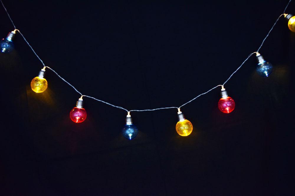 10 LED RBY Hard Plastic Light Bulb Shaped String Lights, 5.5 FT, Battery Operated (24 PACK) - AsianImportStore.com - B2B Wholesale Lighting and Décor