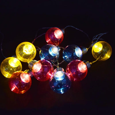 10 LED RBY Hard Plastic Light Bulb Shaped String Lights, 5.5 FT, Battery Operated - AsianImportStore.com - B2B Wholesale Lighting and Decor
