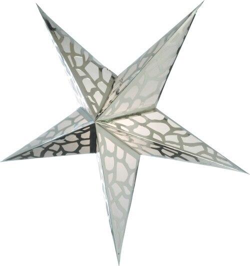 3-PACK + Cord | Silver Metallic 24" Illuminated Paper Star Lanterns and Lamp Cord Hanging Decorations - AsianImportStore.com - B2B Wholesale Lighting and Decor