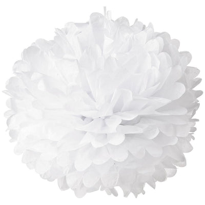 (Discontinued) (20 PACK) Tissue Paper Pom Pom (10-Inch, White, Single) - Hanging Paper Flower Ball Decor for Weddings, Bridal and Baby Showers, Nurseries, Parties