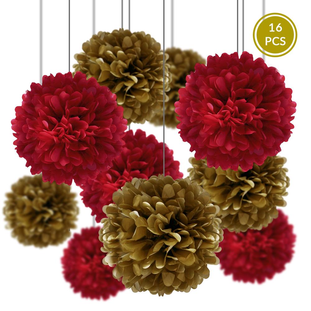 Chinese New Year Party Pack Tissue Paper Pom Pom Combo Set (16 pc Set) - AsianImportStore.com - B2B Wholesale Lighting and Decor