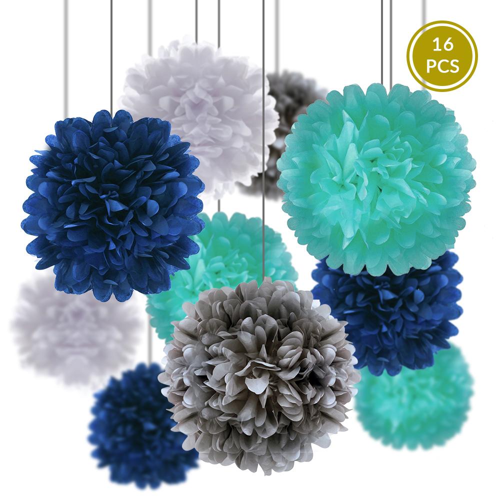 Winter Holiday Celebration Party Pack Tissue Paper Pom Pom Combo Set (16 pc Set) - AsianImportStore.com - B2B Wholesale Lighting and Decor