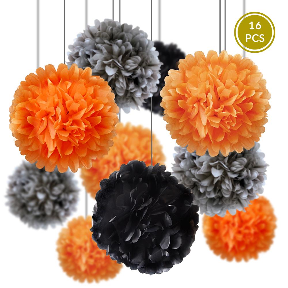  Traditional Halloween Celebration Party Pack Tissue Paper Pom Pom Combo Set (16 pc Set) - AsianImportStore.com - B2B Wholesale Lighting and Decor