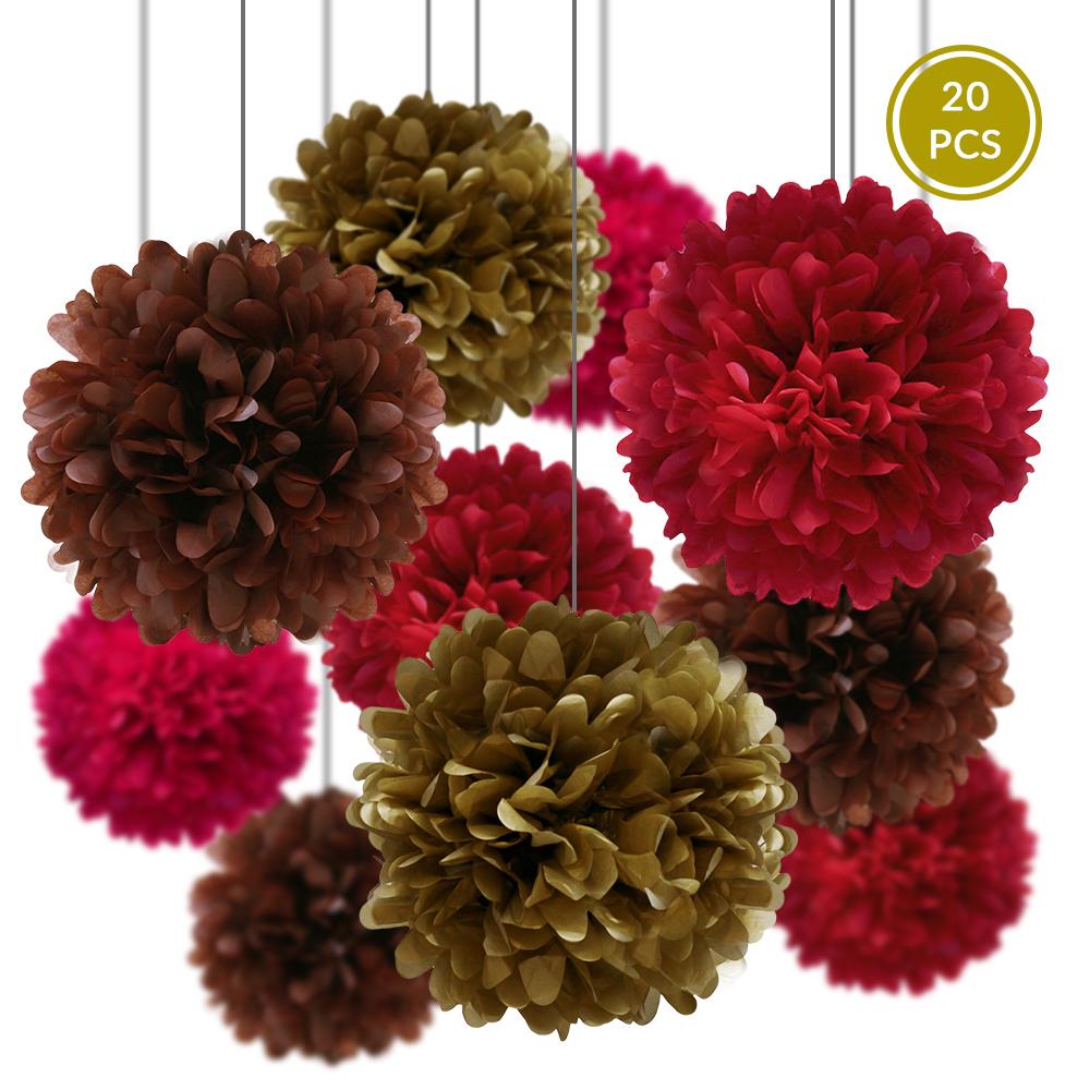  Red Party Pack Tissue Paper Pom Pom Combo Set (20 pc Set) - AsianImportStore.com - B2B Wholesale Lighting and Decor